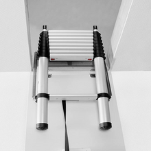 Load image into Gallery viewer, Hooked Compact Telescoping Attic Access Stair Steps Ladder With Hooks