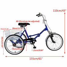 Load image into Gallery viewer, Deluxe Folding Adult Three Wheel Tricycle Bike With Basket 20"