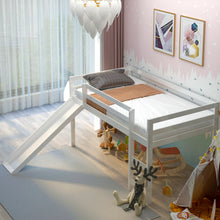 Load image into Gallery viewer, Heavy Duty Twin Sized Wood Kids Loft Bed With Slide