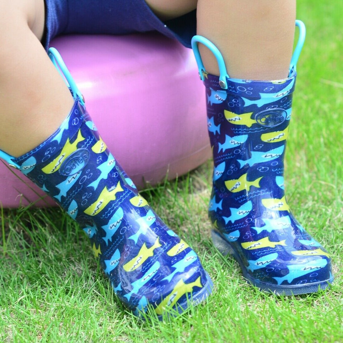 Heavy Duty Kids Light Up Rubber Rain Boots Zincera