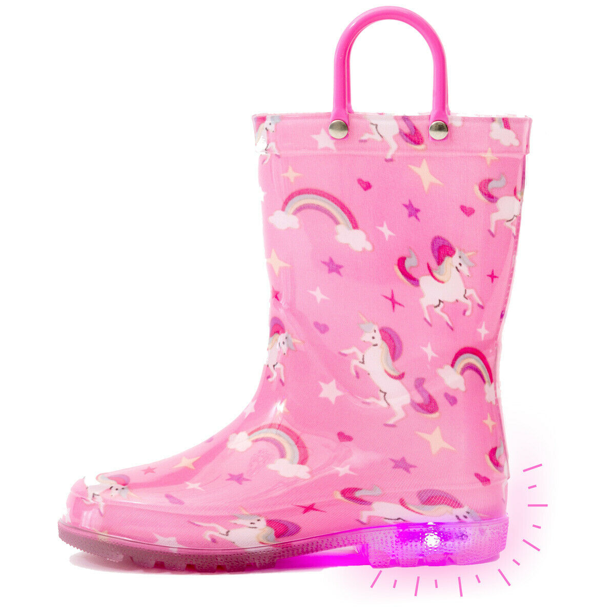 Heavy Duty Kids Light Up Rubber Rain Boots Zincera