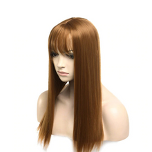 Load image into Gallery viewer, Women&#39;s Natural Synthetic Clip On Hair Topper With Bangs