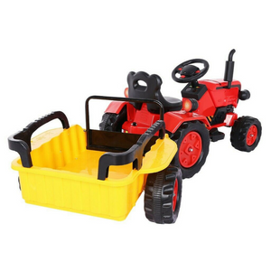 Kids Electric Ride On Tractor Toy With Trailer