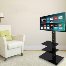 Load image into Gallery viewer, Tall Universal Swivel TV Stand With Storage Shelves 32&quot; - 65&quot;