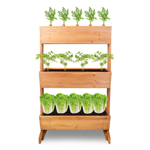 Large Wooden 3 Tier Vertical Raised Garden Planter Stand