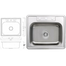 Load image into Gallery viewer, Single Bowl Stainless Steel Drop In Overmount Kitchen Sink