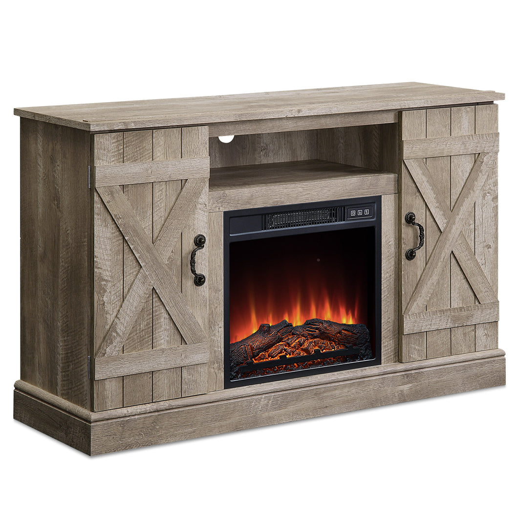 Modern Wooden Electric Fireplace Farmhouse Entertainment TV Stand 47