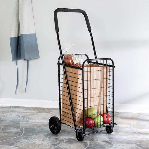 Portable Folding Personal Grocery Shopping Cart With Wheels | Zincera