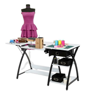 Large Portable Folding Sewing Machine Craft Table With Storage | Zincera