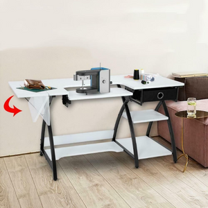 Large Portable Folding Sewing Machine Craft Table With Storage | Zincera