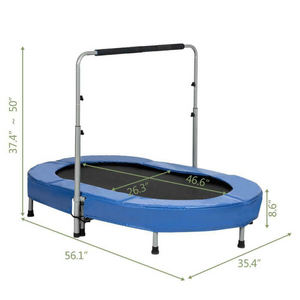 Small Foldable Fitness Workout Exercise Trampoline With Handlebar 56" | Zincera