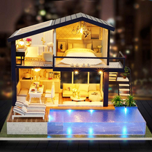 Load image into Gallery viewer, Modern Miniature Lighted DIY Dollhouse Kit
