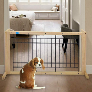 Solid Wood Indoor Freestanding Adjustable Pet Gate 21"