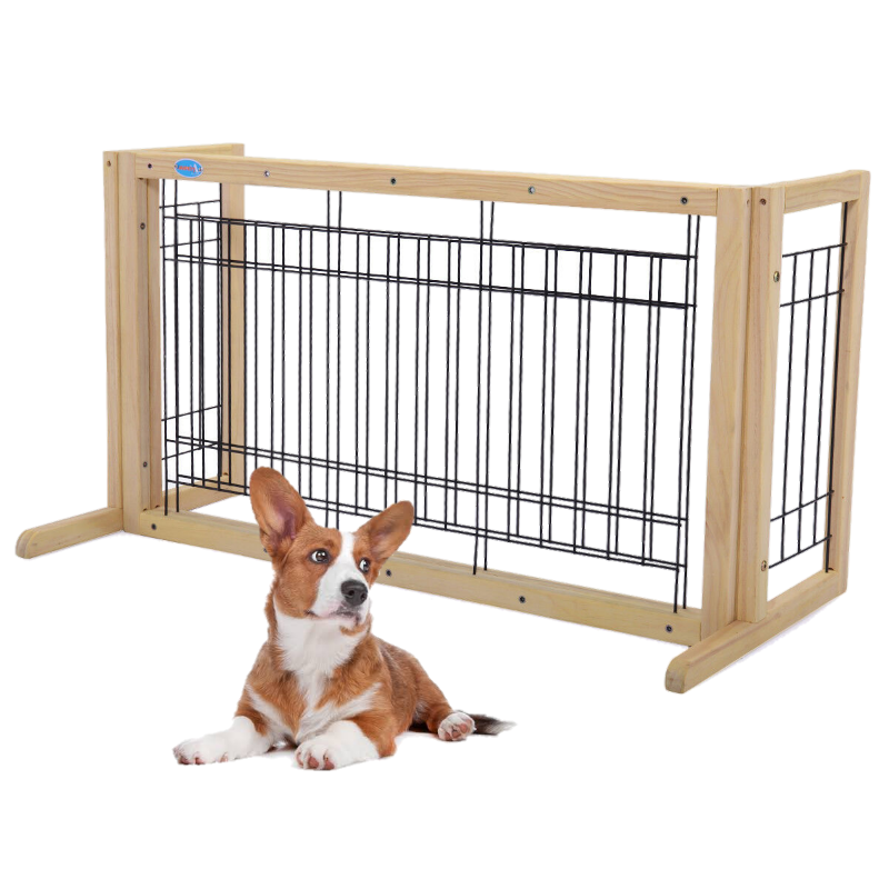 Solid Wood Indoor Freestanding Adjustable Pet Gate 21