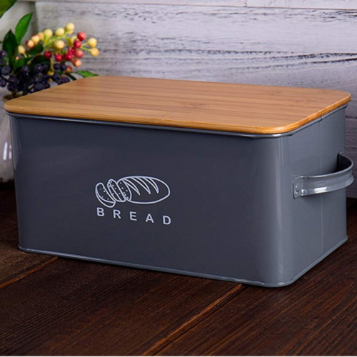 Premium Large Black Metal Bread Holder Storage Box