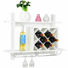 Load image into Gallery viewer, Premium Wooden Wall Mounted Wine Glass Holder Shelf Rack