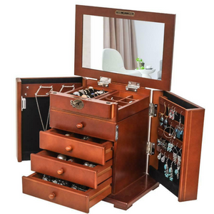 Premium Large Standing Jewelry Mirror Armoire Box