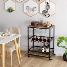Load image into Gallery viewer, Modern Rolling Black Home Serving Wine Bar Cart
