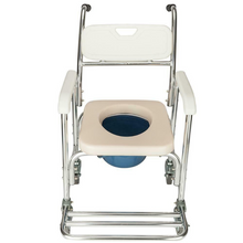 Load image into Gallery viewer, Portable Rolling Bedside Commode Shower Chair With Wheels
