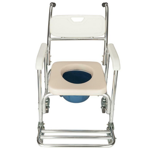 Portable Rolling Bedside Commode Shower Chair With Wheels