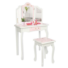 Load image into Gallery viewer, Girls Pretend Play Makeup Vanity Table Set
