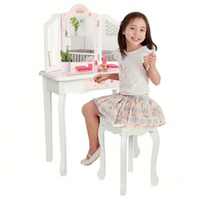 Load image into Gallery viewer, Girls Pretend Play Makeup Vanity Table Set