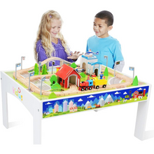 Load image into Gallery viewer, Kids Large Complete Wooden Train Set Table
