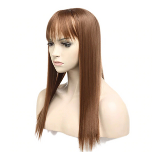 Women's Natural Synthetic Clip On Hair Topper With Bangs