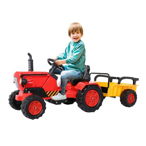 Kids Electric Ride On Tractor Toy With Trailer