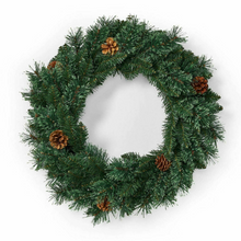 Load image into Gallery viewer, Decorative Pre-Lighted Pine Christmas Wreath 24 in
