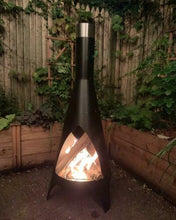 Load image into Gallery viewer, Modern Wood Burning Outdoor Steel Chiminea Fireplace