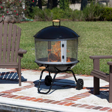 Load image into Gallery viewer, Portable Outdoor Backyard Wood Fire Pit On Wheels