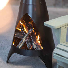 Load image into Gallery viewer, Modern Wood Burning Outdoor Steel Chiminea Fireplace