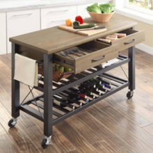 Load image into Gallery viewer, Large Rolling Wood Top Butcher Block Kitchen Island
