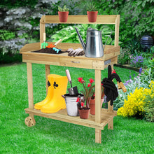 Load image into Gallery viewer, Large Spacious Outdoor Garden Wooden Potting Workbench Table With Sink