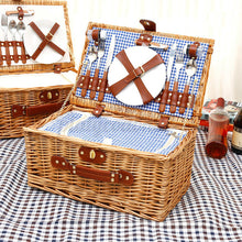 Load image into Gallery viewer, Large Insulated Wicker Picnic Basket Set