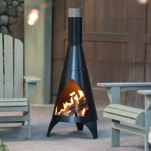 Modern Wood Burning Outdoor Steel Chiminea Fireplace