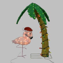 Load image into Gallery viewer, Outdoor LED Lighted Artificial Fake Palm Tree With Flamingo