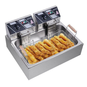 Powerful Electric Countertop Double Deep Oil Fryer With Basket