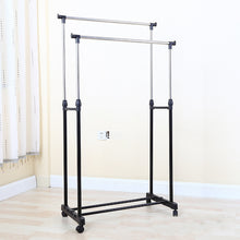 Load image into Gallery viewer, Heavy Duty Double Rail Portable Rolling Clothes Hanger Rack | Zincera