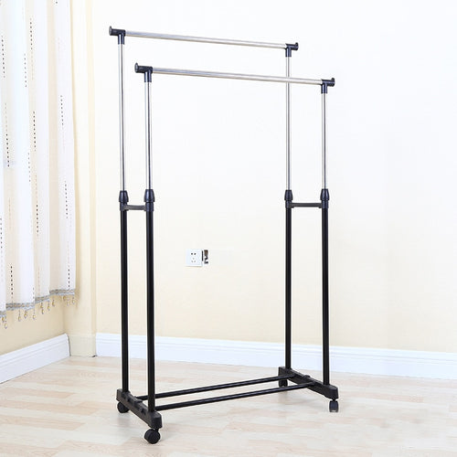 Heavy Duty Double Rail Portable Rolling Clothes Hanger Rack | Zincera