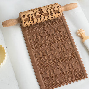 Decorative Holiday Embossed Christmas Rolling Pin | Zincera
