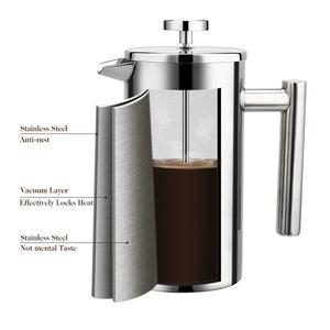 French Press Coffee Maker Stainless Steel | Zincera