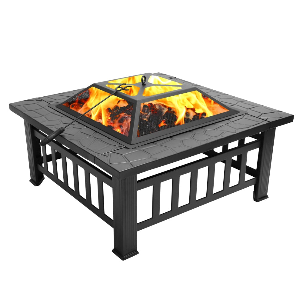 Outdoor Modern Square Patio Fire Pit Table | Zincera