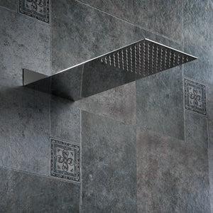 Square Rainfall Ceiling Shower Head Stainless Steel | Zincera