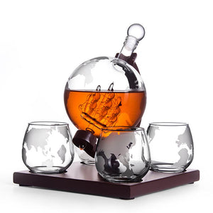 Ultimate Globe Whiskey Decanter Set With 4 Glasses
