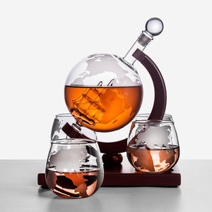 Ultimate Globe Whiskey Decanter Set With 4 Glasses