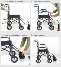 Load image into Gallery viewer, Premium Portable Foldable Heavy Duty Transport Wheelchair Lightweight | Zincera