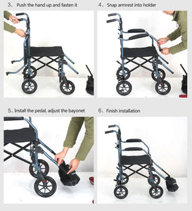 Premium Portable Foldable Heavy Duty Transport Wheelchair Lightweight | Zincera