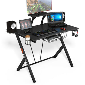 Large Corner Gaming Black Computer Desk 52" | Zincera